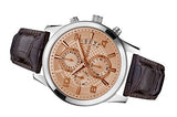 Guess Exec Chronograph Quartz Gold Dial Brown Leather Strap Watch for Men - W0076G3