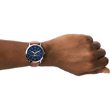 Fossil Neutra Minimalist Moonphase Blue Dial Brown Leather Strap Watch for Men - FS5903