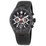 Tag Heuer Carrera Automatic Chronograph Black Dial Black Rubber Strap Watch for Men - CBG2A90.FT6173