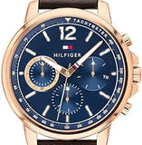 Tommy Hilfiger London Chronograph Blue Dial Brown Leather Strap Watch for Men - 1791532