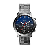 Fossil Neutra Chronograph Blue Dial Silver Mesh Bracelet Watch for Men - FS5383