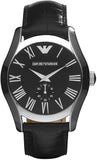 Emporio Armani Valente Black Dial Black Leather Strap Watch For Men - AR0643