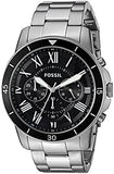 Fossil Grant Sport Chronograph Black Dial Silver Steel Strap Watch for Men - FS5236