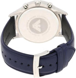 Emporio Armani Renato Chronograph Blue Dial Black Leather Strap Watch For Men - AR11216