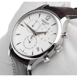 Tissot T Classic Tradition Chronograph White Dial Brown Leather Strap Watch For Men - T063.617.16.037.00