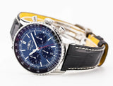 Breitling Navitimer B01 Chronograph 41 Blue Dial Black Leather Strap Watch for Men - AB0139241C1P1