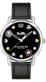 Coach Delancey Black Dial Black Leather Strap Watch for Women - 14502780