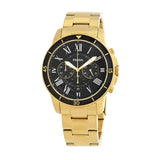 Fossil Inscription Automatic Black Dial Gold Steel Strap Watch for Men - FS5267