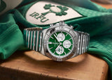 Breitling Chronomat B01 42 Six Nations Ireland Green Dial Silver Steel Strap Watch for Men - AB0134A91L1A1