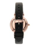 Emporio Armani Gianni T-Bar Mother of Pearl Dial Black Leather Strap Watch For Women - AR11295