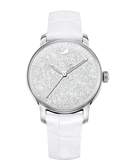 Swarovski Crystalline Hours Silver Dial White Leather Strap Watch for Women - 5295383