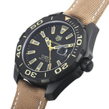 Tag Heuer Aquaracer 300 Calibre 5 Automatic Black Dial Brown Fabric Strap Watch for Men - WAY208C.FC6383