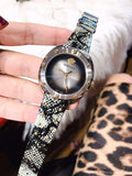 Versace Shadov Quartz Silver Dial Snakeskin Leather Strap Watch for Women - VEBM00718