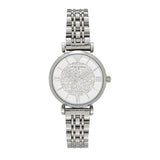 Emporio Armani Gianni T Bar White Crystal Pave Dial Silver Stainless Steel Strap Watch For Women - AR1925