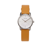 Calvin Klein City Silver Dial Orange Leather Strap Watch for Women - K2G231G6