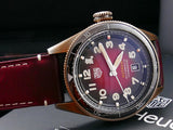 Tag Heuer Autavia Calibre 5 Chinese New Year Maroon Dial Maroon Leather Strap Watch for Men - WBE5193.FC8300