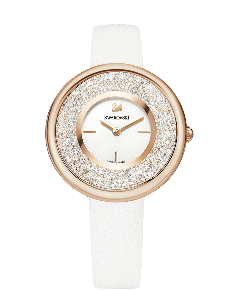 Swarovski Crystalline Pure White Dial White Leather Strap Watch for Women - 5376083