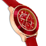 Swarovski Octea Lux Chrono Red Dial Red Leather Strap Watch for Men - 5646975