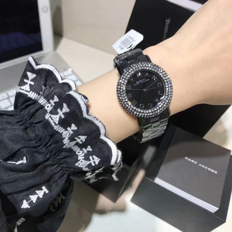 Marc Jacobs Marci Black Dial Black Steel Dial Strap Watch for Women - MBM3193