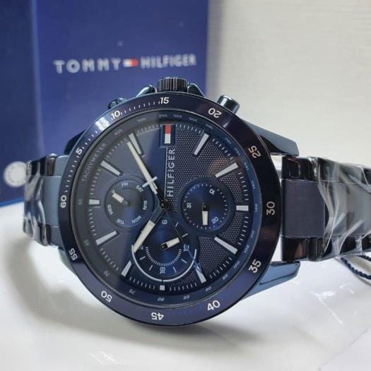 Tommy Hilfiger Bank Quartz Blue Dial Blue Steel Strap Watch for Men - 1791720
