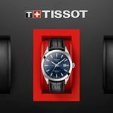 Tissot Gentleman Powermatic 80 Silicium Blue Dial Black Leather Strap Watch For Men - T127.407.16.041.01