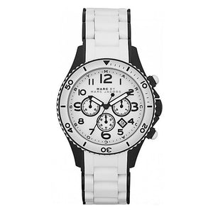 Marc Jacobs Rock Chronograph White Dial White SIlicone Steel Strap Watch for Women - MBM2574