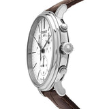 Tissot Carson Premium Chronograph White Dial Brown Leather Strap Watch For Men - T122.417.16.011.00