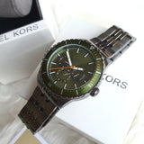 Michael Kors Cunningham Multifunction Chronograph Green Dial Grey Steel Strap Watch For Men - MK7158