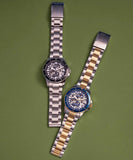 Fossil FB-01 Automatic Skeleton Blue Dial Two Tone Steel Strap Watch for Men - ME3191