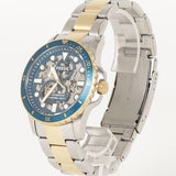 Fossil FB-01 Automatic Skeleton Blue Dial Two Tone Steel Strap Watch for Men - ME3191