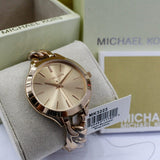 Michael Kors Slim Runway Rose Gold Dial Rose Gold Steel Strap Watch for Women - MK3223