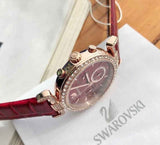 Swarovski Era Journey Red Dial Red Leather Strap Watch for Women - 5416701