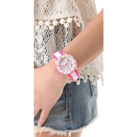 Marc Jacobs Rock Chronograph White Dial Two Tone Silicone Strap Watch for Women - MBM2593