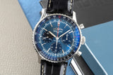 Breitling Navitimer B01 Chronograph 41 Blue Dial Black Leather Strap Watch for Men - AB0139241C1P1