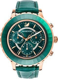 Swarovski Octea Lux Chrono Emerald Green Dial Green Leather Strap Watch for Women - 5452498