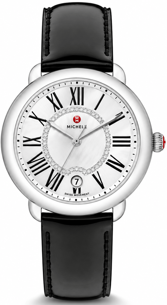 Michele Serein Mother of Pearl Dial Black Leather Strap Watch for Women - MWW21B000011