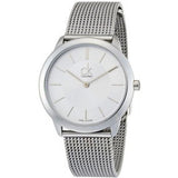 Calvin Klein Minimal White Dial Silver Mesh Bracelet Watch for Men - K3M22126