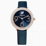 Swarovski Crystal Frost Blue Dial Blue Leather Strap Watch for Women - 5484061