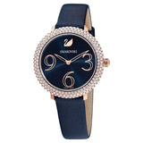 Swarovski Crystal Frost Blue Dial Blue Leather Strap Watch for Women - 5484061