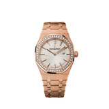 Audemars Piguet Royal Oak Quartz White Dial Rose Gold Steel Strap Watch for Women - 67651OR.ZZ.1261OR.01