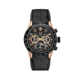 Tag Heuer Carrera Automatic Chronograph Steel & 18K Gold Dial Black Leather Strap Watch for Men - CBG2A50.FC6450