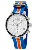 Tissot Quickster Chronograph NBA New York Kicks White Dial Multicolored Nato Strap Watch For Men - T095.417.17.037.06