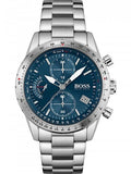 Hugo Boss Pilot Blue Dial Silver Steel Strap Watch for Men - 1513850