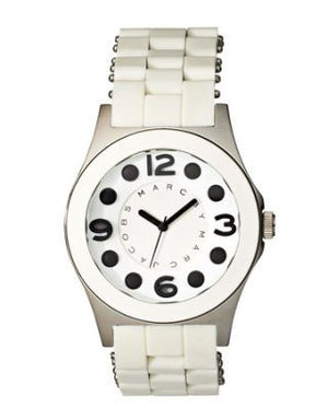 Marc Jacobs Rock White Dial White Silicone Strap Watch for Women - MBM2532