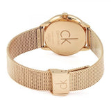 Calvin Klein Minimal White Dial Rose Gold Mesh Bracelet Watch for Women - K3M22626