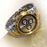Versace Classic Chronograph Quartz Silver Dial Two Tone Steel Strap Watch For Men - VEV700519