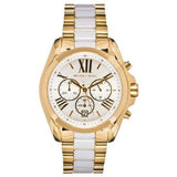 Michael Kors Bradshaw Chronograph White Dial Two Tone Steel Strap Watch For Women - MK5743