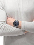 Diesel Mega Chief Chronograph Blue Dial Black Steel Strap Watch For Men - DZ4329