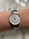 Calvin Klein Simplicity White Dial Silver Steel Strap Watch for Women - K4323126