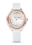 Swarovski Crystalline Aura Silver Dial White Leather Strap Watch for Women - 5519453